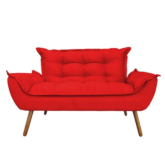 Imagem de Namoradeira Decorativa Opala 2 Lugares Suede Vermelho