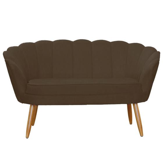 Imagem de Namoradeira Estofada 2 Lugares Para Sala Comercial Pétala Suede Marrom - LM DECOR