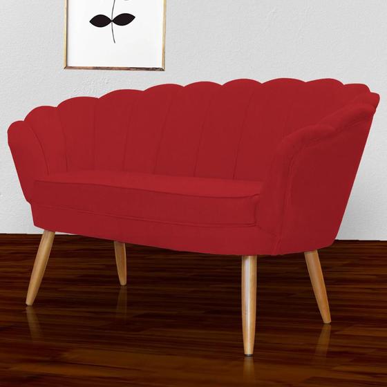 Imagem de Namoradeira Estofada Decorativa Para Recepção Pétala Suede Vermelho - DL Decor