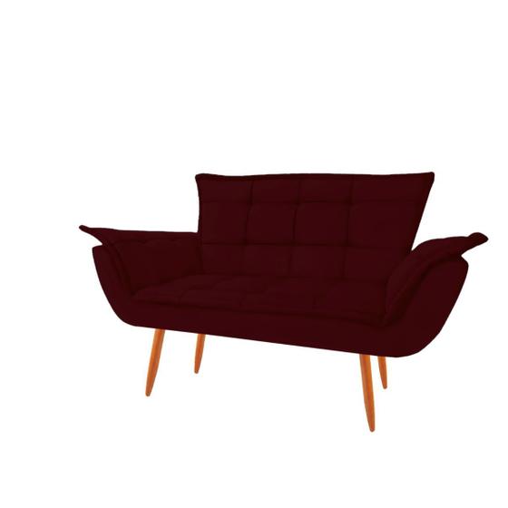 Imagem de Namoradeira Opala Decorativa 2 Lugares Suede Bordô