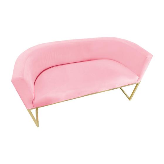 Imagem de Namoradeira Poltrona Decorativa Luana Suede Rosa com Base Dourada - Fm