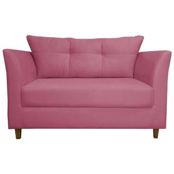 Imagem de Namoradeira Sofa 2 Lugares Pes de Madeira Isis Suede Rosa