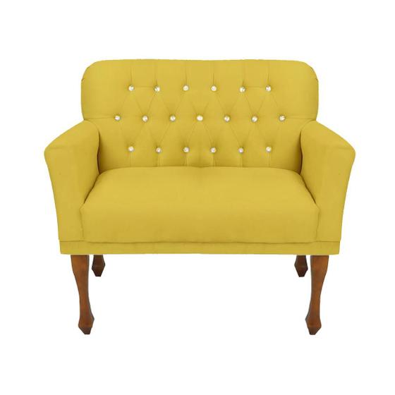 Imagem de Namoradeira Sofá Poltrona Estofada Decorativa Para Consultório Anitta Suede Amarelo DL Decor