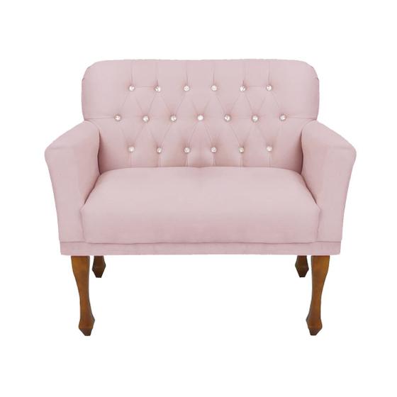 Imagem de Namoradeira Sofá Poltrona Estofada Decorativa Para Consultório Anitta Suede Rosa Bebe DL Decor