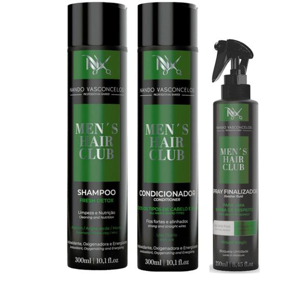 Imagem de Nando Vasconcelos Men's Hair Club Shampoo e Condicionador e Spray Finalizador