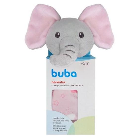 Imagem de Naninha Buba C/Prendedor +3m Feminino Rosa/Elefante 14559