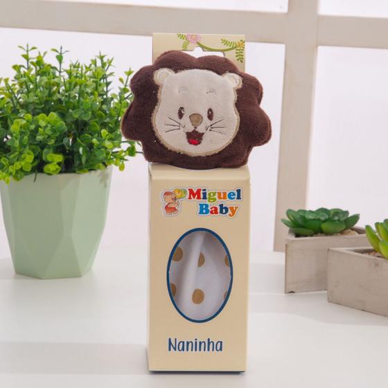 Imagem de Naninha com Bichinho de Pelúcia Leão Bebê Porta Chupeta