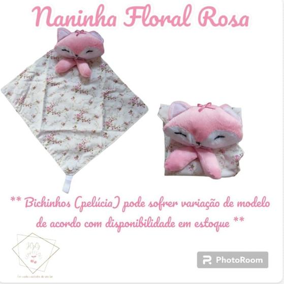 Imagem de Naninha Dupla Face com Pelúcia Bichinhos e Porta Chupeta Diversas Estampas.