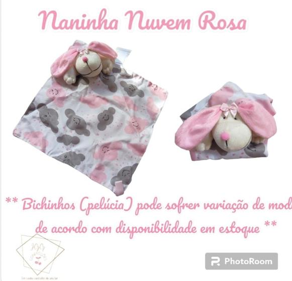 Imagem de Naninha Dupla Face com Pelúcia Bichinhos e Porta Chupeta Diversas Estampas.