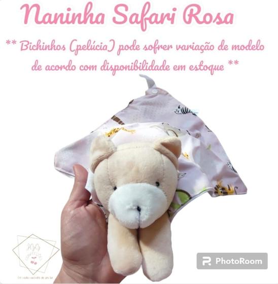 Imagem de Naninha Dupla Face com Pelúcia Bichinhos e Porta Chupeta Diversas Estampas.