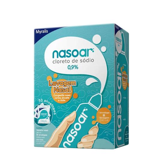 Imagem de Nasoar 0,9% 30 envelopes + Lavador Nasal 240Ml - Myralis