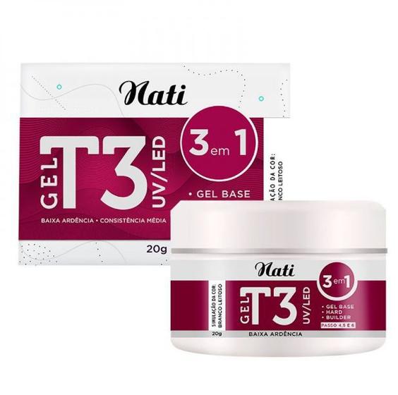 Imagem de Nati Alongamento Gel T3 Uv/led Branco Leitoso - 20g