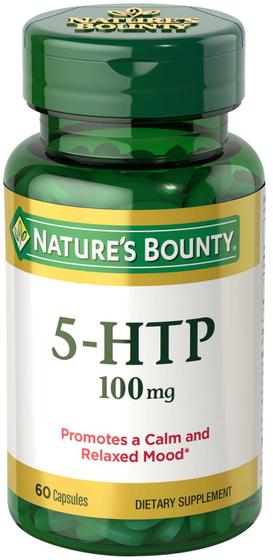 Imagem de Nature's Bounty 5-HTP comprimidos e suplemento dietético, suporta um humor calmo e relaxado, 100mg, 60 cápsulas