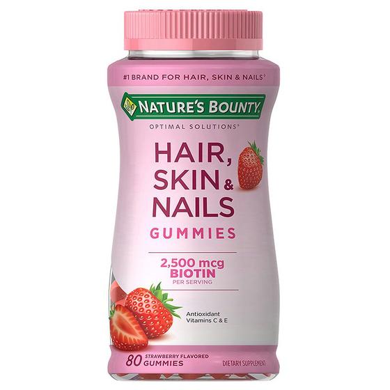 Imagem de Nature's Bounty Hair Skins & Nails 80 Gummies Sabor Morango