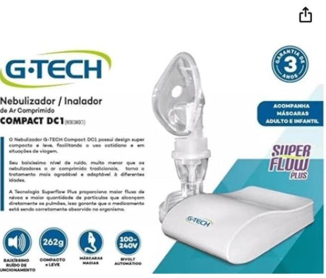 Imagem de Nebulizador e Inalador de Ar Comprimido Nebcom DC1 G- Tech