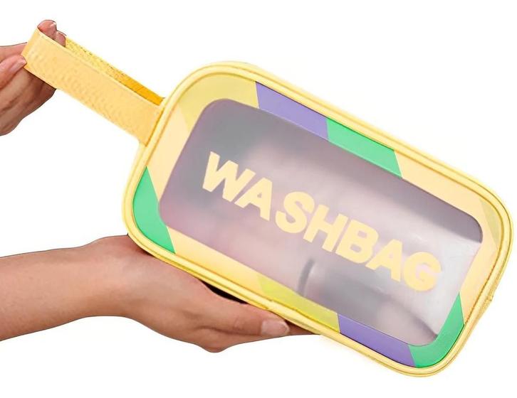 Imagem de Necessaire Feminina Casual Maquiagem Prática Trabalho Itens de Higiene Bolsa Sacola Retangular Washibag Cores do Brasil