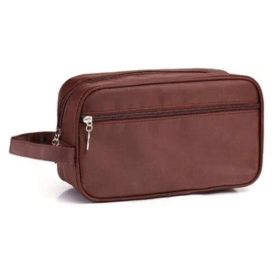 Imagem de Necessaire Feminina Masculina Casual Com Alça Lateral Organizador Prática Mala Viagem Couro