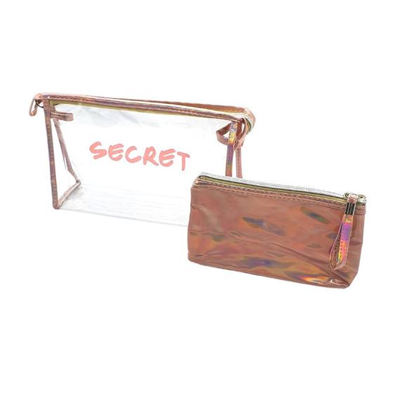 Imagem de Necessaire Feminina Pequena Grande Maquiagem Viagem Impermeável Transparente Zíper Mala