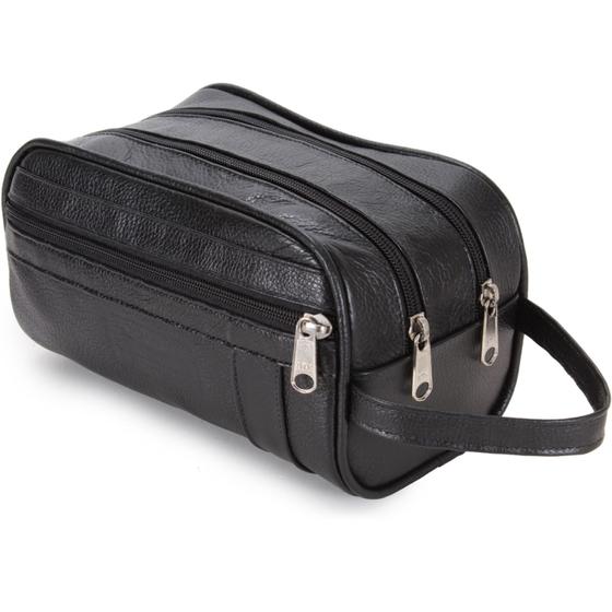 Imagem de Necessaire Masculina em Couro Legítimo Estojo Organizador de Viagem Trabalho - JP17 Couro