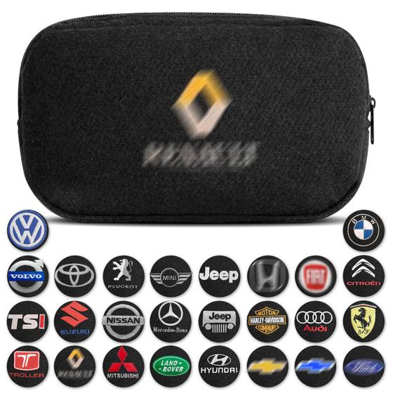 Imagem de Necessaire Organizadora de Porta Luvas Audi BMW Ferrari Fiat Honda Hyundai Volkswagen Harley Preto