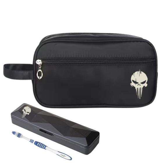 Imagem de Nécessaire Premium Executiva Nylon Caveira Com Porta Escova