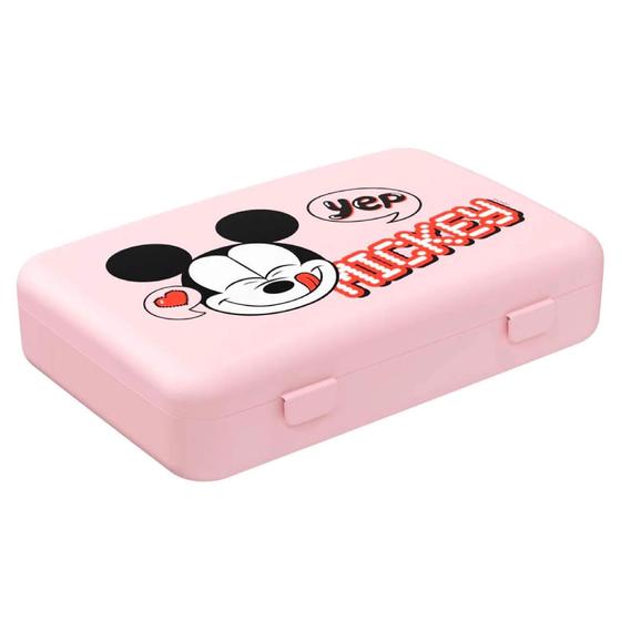 Imagem de Necesseire Estojo Rosa Maquiagem Material Escolar Mickey Disney Polipropileno Coza Super Disney Brinox - 14015/0510