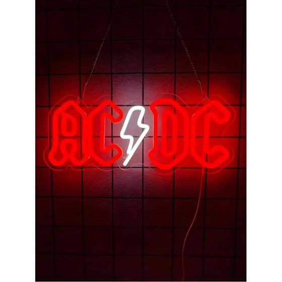 Neon LED AC/DC Band Sign USB Powered Music Festival Quarto Bar Clube ...