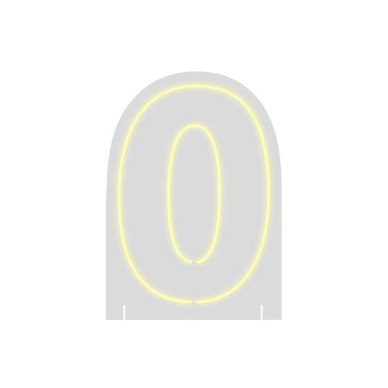 Imagem de Neon Led Em Acrílico Número Zero Branco Quente 0,50X0,36