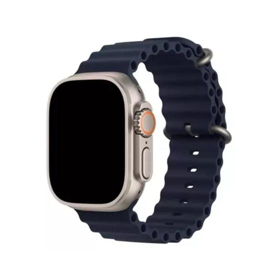 Imagem de NERDCASE, Pulseira Ocean de Silicone, Compatível com Apple Watch 1-9, 42/44/45/49mm, Azul Marinho