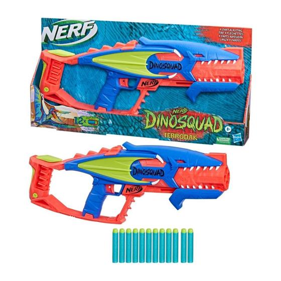 Imagem de Nerf Lançador DinoSquad Terrodak Azul e Laranja 12 dardos