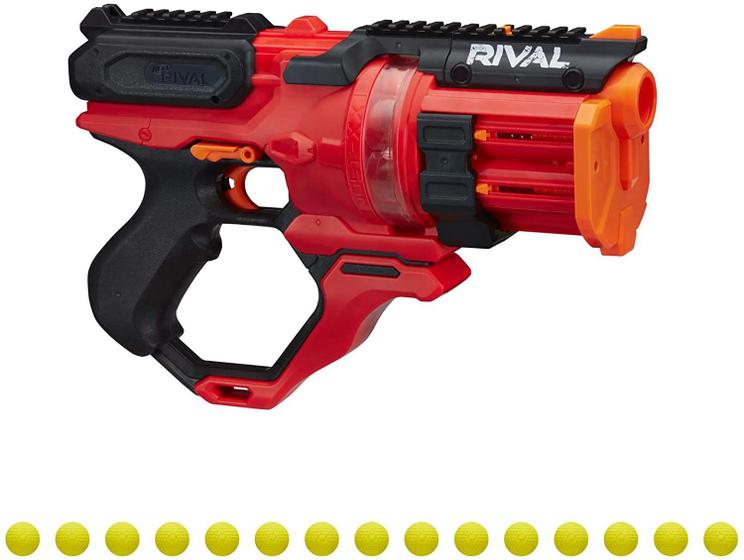 Imagem de Nerf Rival Roundhouse XX-1500 Red Blaster - Câmara Giratória Clara Carrega Rodadas em Barril - 5 Revistas Integradas, 15 Rodadas Rivais Nerf