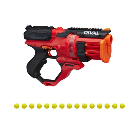 Imagem de Nerf Rival Roundhouse XX-1500 Red Blaster - Câmara Giratória Clara Carrega Rodadas em Barril - 5 Revistas Integradas, 15 Rodadas Rivais Nerf