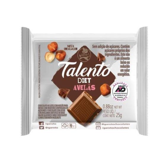 Imagem de Nestle Tablete Chocolate Talento Diet Avelãs 25 gramas