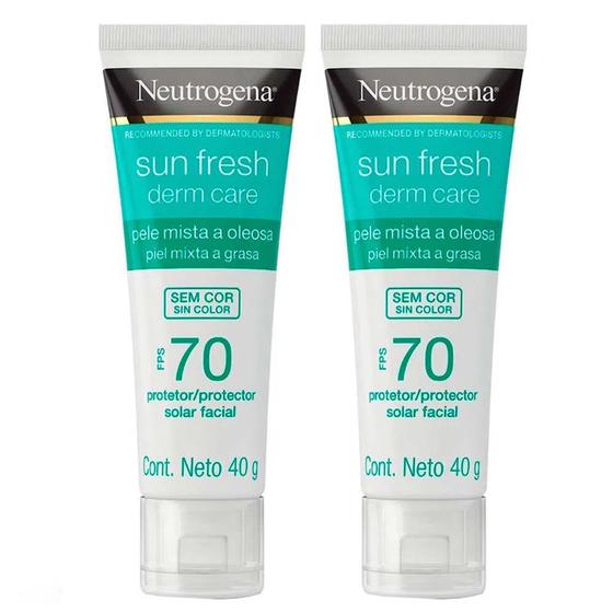 Imagem de Neutrogena Protetor Solar Facial Sun Fresh Derm Care FPS70 40g Kit - 2 unidades