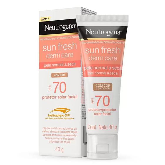 Imagem de Neutrogena  Protetor Solar Facial Sun Fresh Derm Care FPS70 - Pele Normal a Seca - Com Cor - 40g