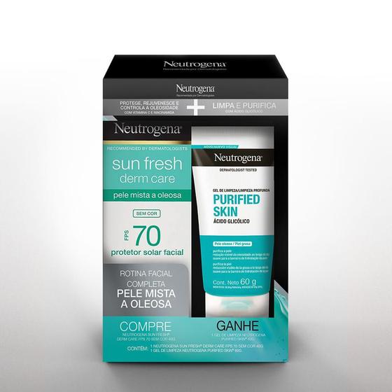 Neutrogena Sun Fresh Derm Care FPS 70 Sem Cor 40g + Gel de Limpeza Purified Skin 60g Protetor