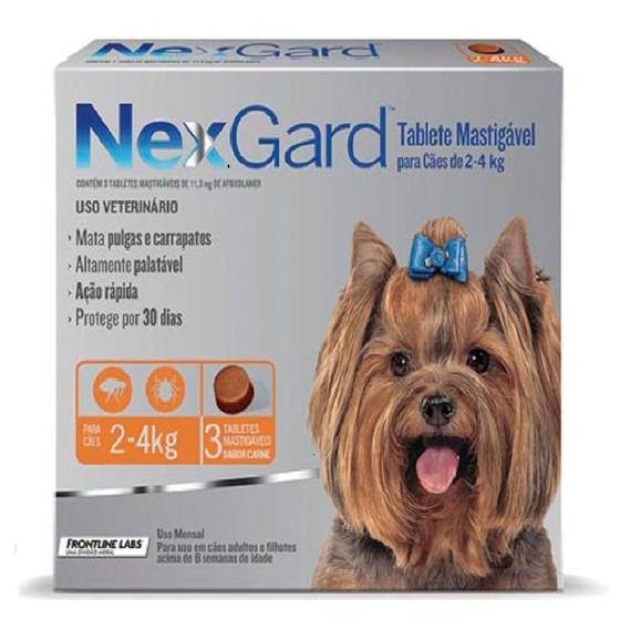 Imagem de NexGard    11,3 mg - Cães de   2 a 4 Kg cx com 3 tabletes - Merial