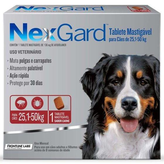 Imagem de NexGard 136 mg - Cães de 25,1 a 50 Kg  cx com 1 tablete - Boehringer Ingelheim