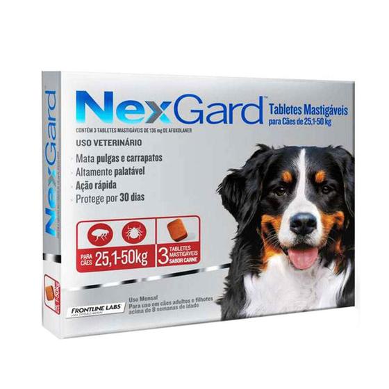 Imagem de Nexgard Antipulgas Cães 25 A 50kg Combo 3 Comprimidos