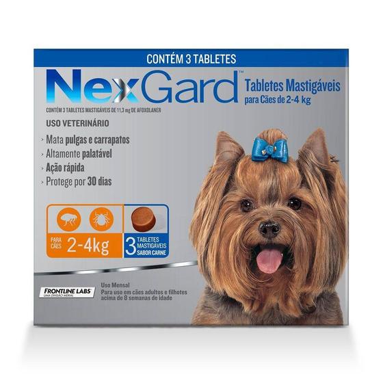 Imagem de Nexgard Antipulgas Cães Até 4kg Combo 3 Comprimidos