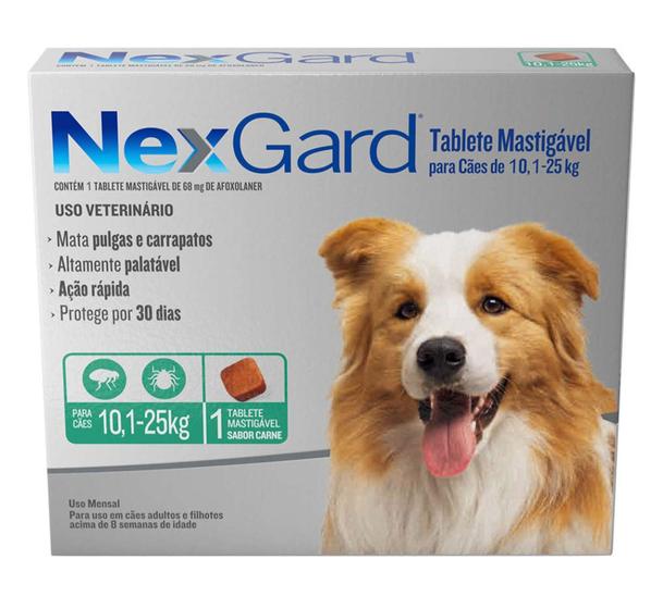 Imagem de Nexgard Antipulgas e Carrapatos 10 a 25kg com 1 tablete