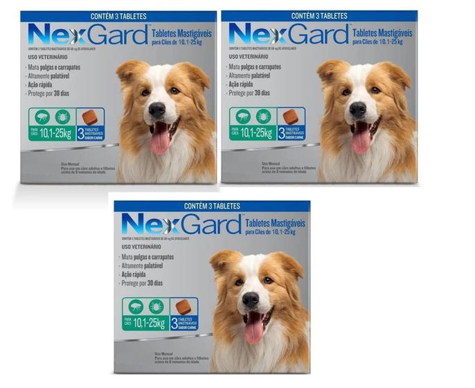 Imagem de Nexgard Antipulgas E Carrapatos Cães 10,1 A 25kg C/ 9 Comprimidos.