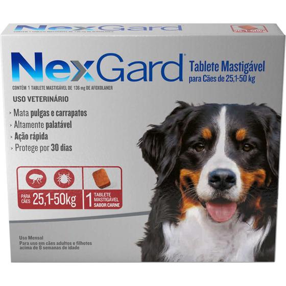 Imagem de Nexgard Antipulgas e Carrapatos Cães 25,1 a 50kg - 1 tablete