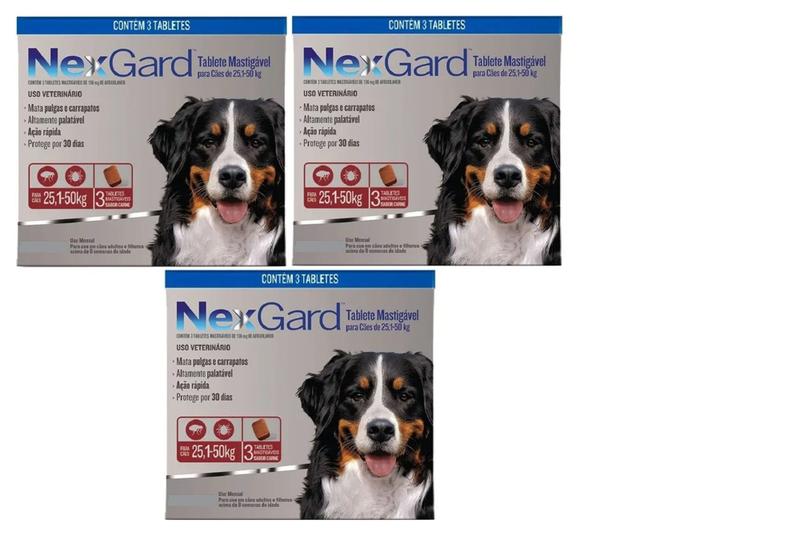Imagem de Nexgard Antipulgas E Carrapatos Cães 25,1 A 50kg C/ 9 Comprimidos