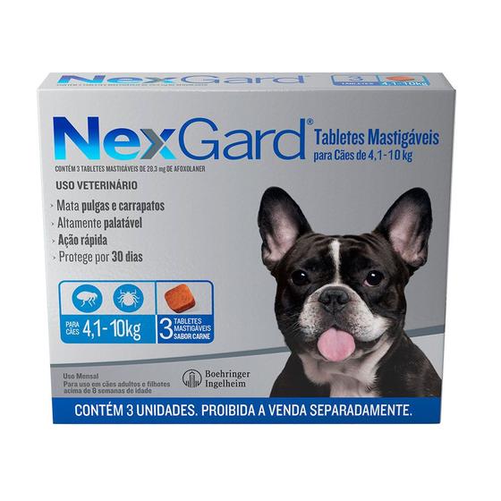 Imagem de Nexgard Antipulgas E Carrapatos Cães 4,1 A 10kg C/3 Comprimidos