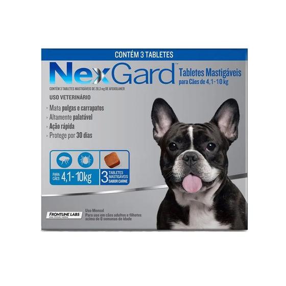 Imagem de Nexgard Antipulgas e Carrapatos Cães de 4,1 a 10 Kg - 3 Tabletes