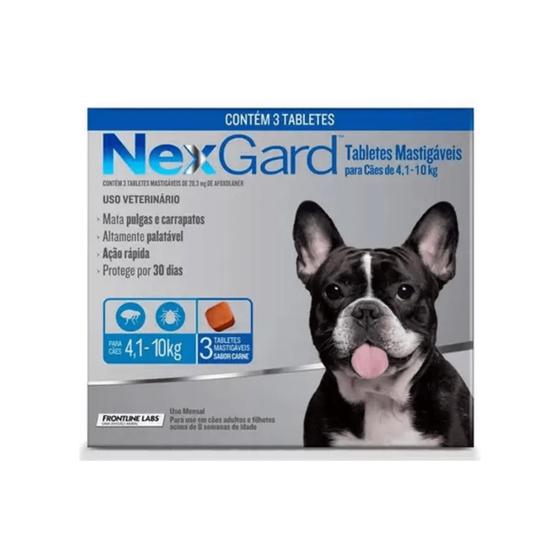 Imagem de NexGard Antipulgas e Carrapatos para Cães de 4,1 a 10kg 3 tablete