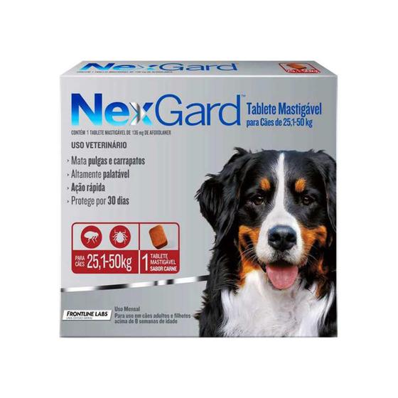 Nexgard Cães 25 A 50kg Antipulgas Caixa 1 Comprimido Menor preço em Nexgard Cães 25 A 50kg Antipulgas Caixa 1 Comprimido