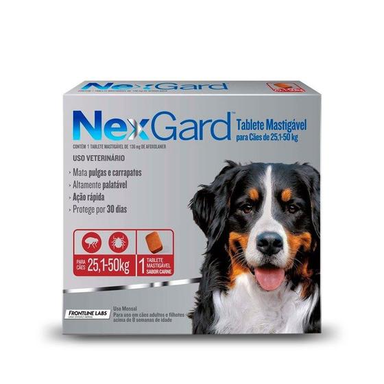 Imagem de NexGard Cães de 25,1 a 50 kg - 1 tablete