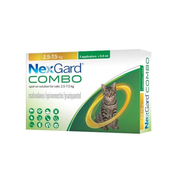 Imagem de NexGard Combo Antiparasitário para Gatos de 2,5kg a 7,5kg 03 Pipetas